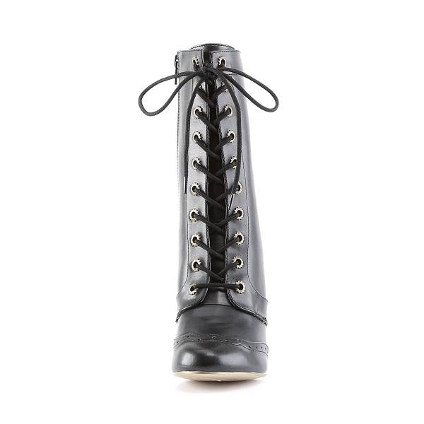 Demonia Women's Tesla-102 Ankle Boots - Black Vegan Leather D2380-61US Clearance